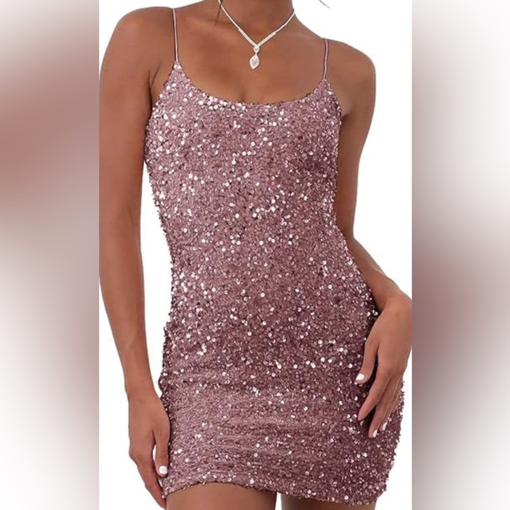 Lucy in the Sky Glittering Mauve Mini Dress